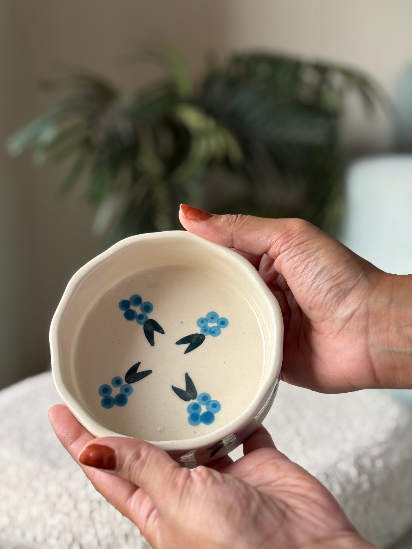 Zesty Mornings Snack Bowl – Lemon Print in Blue & Yellow