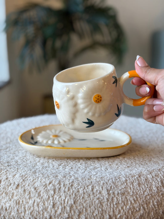 Hello Sunshine 3D Sunflower Mug & Saucer Set