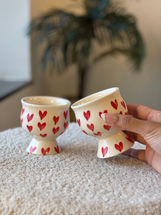 Sweet Indulgence Dessert Goblet – White with Red Hearts