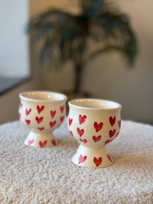 Sweet Indulgence Dessert Goblet – White with Red Hearts