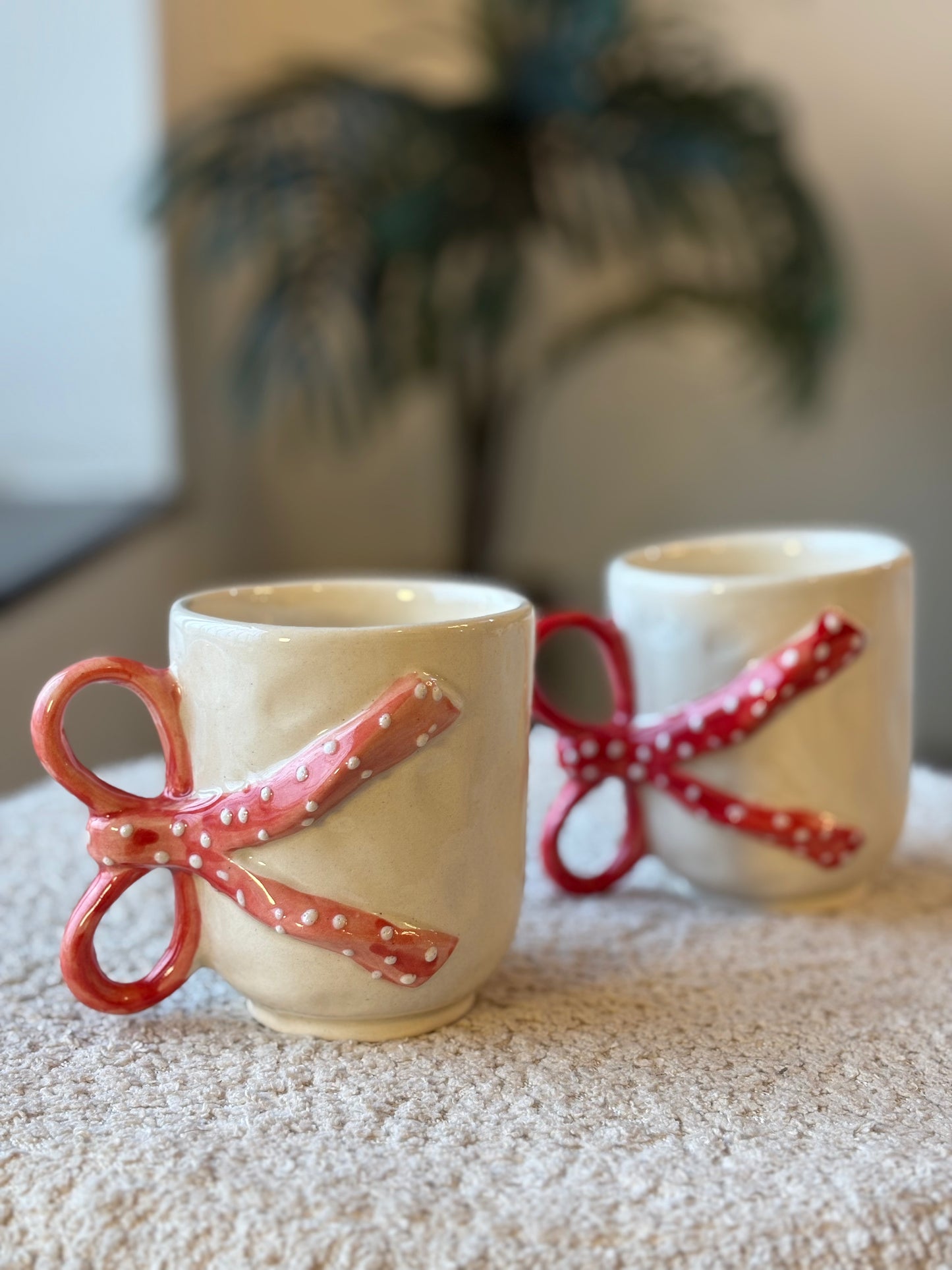 Polka Bow Mug – White with Bow Handle
