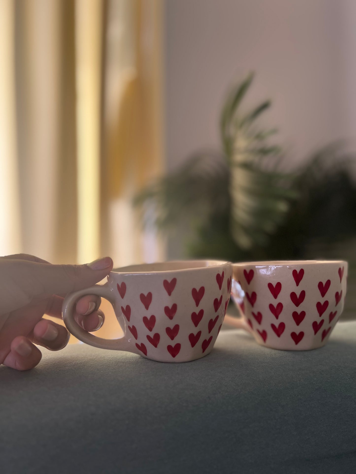Hand-Painted Heart Ceramic Mug