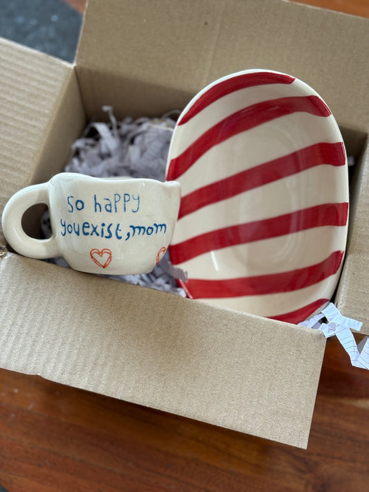 Mom's Cozy Moment Gift Set – Handmade Mug & Snack Bowl Combo