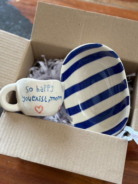 Mom's Cozy Moment Gift Set – Handmade Mug & Snack Bowl Combo