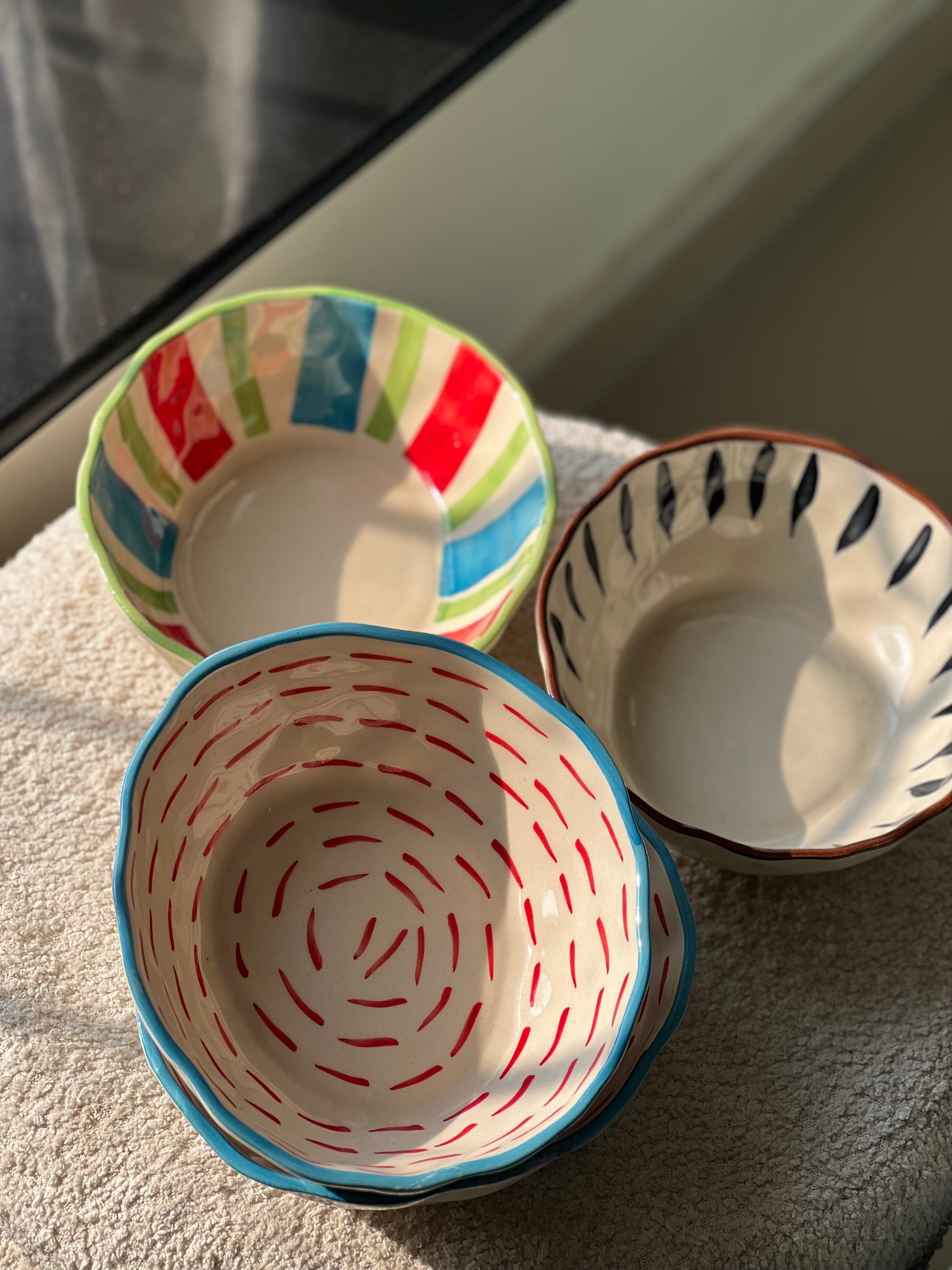 Abstract Design Medium Bowl Ceramic Salad Serving Dish