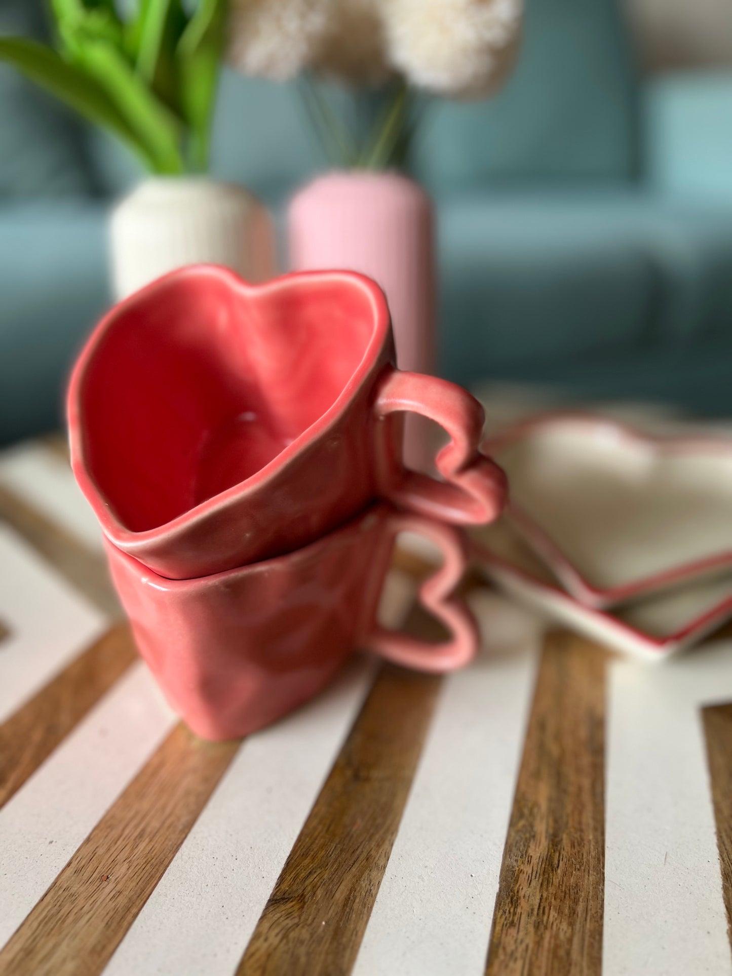 HeartGlow Mug – Handcrafted Pink Ceramic Cup