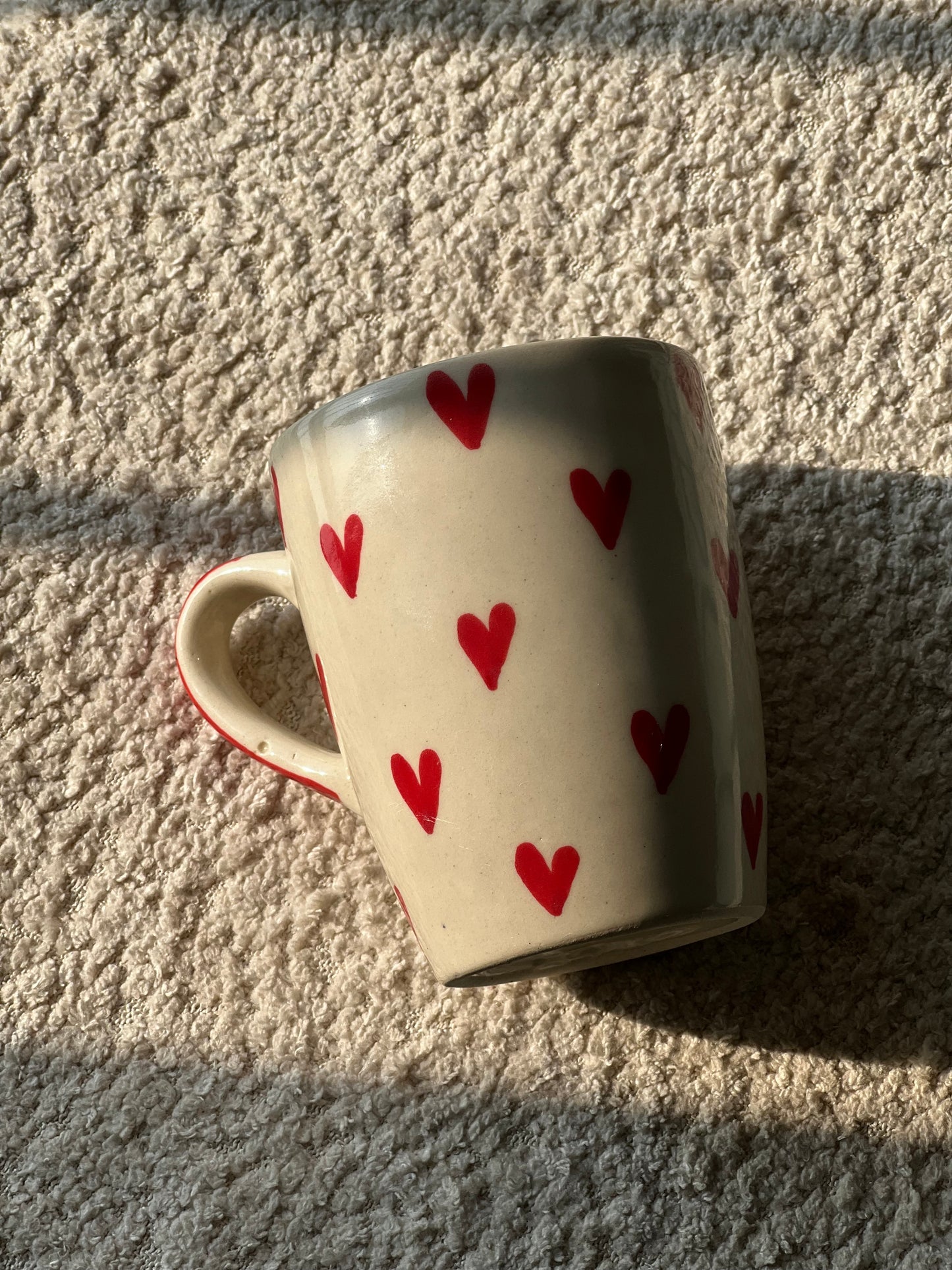 LoveBrew Tall Heart Mug – Hand-Painted Ceramic Cup with Tiny Hearts