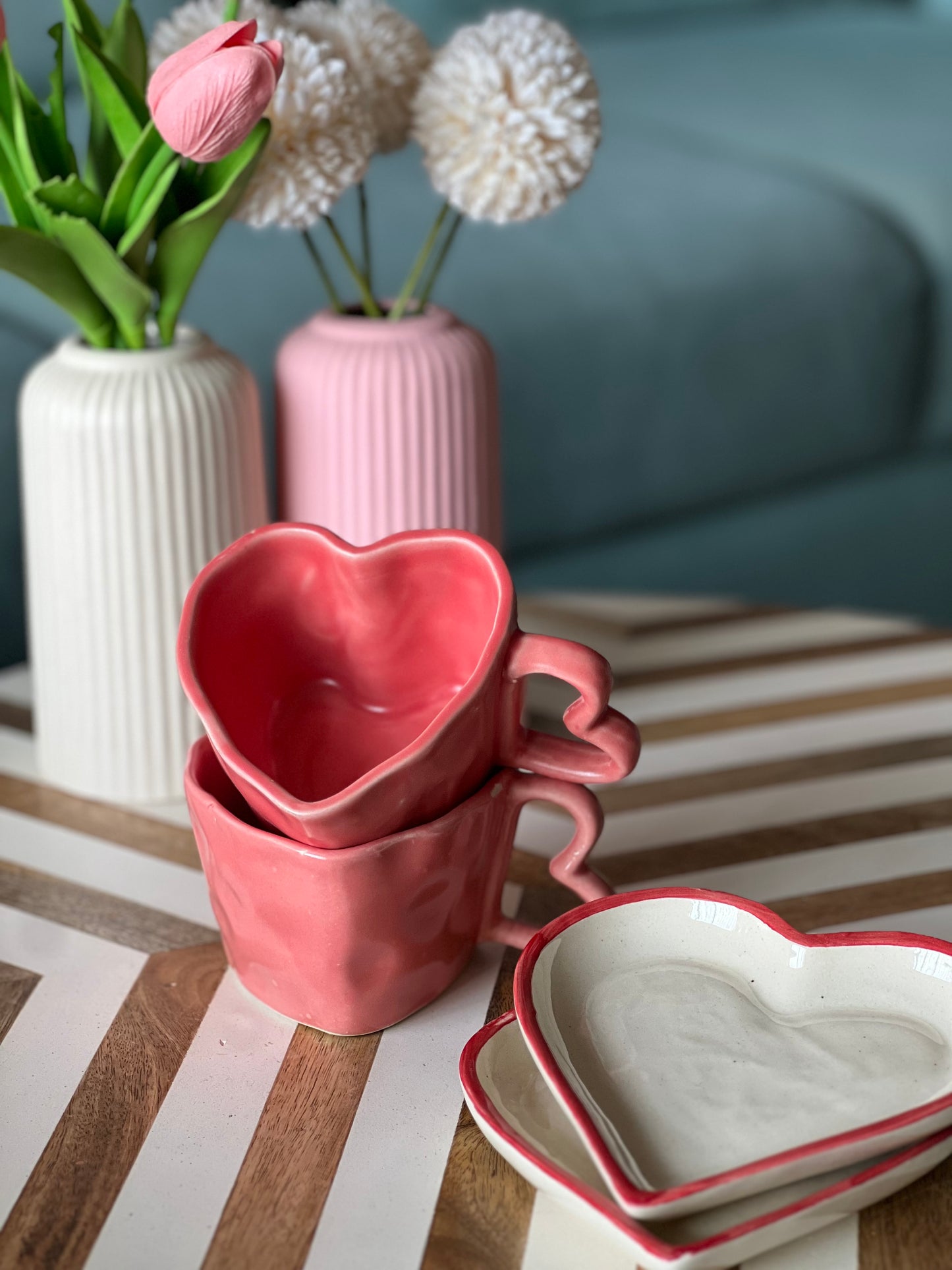 HeartGlow Mug – Handcrafted Pink Ceramic Cup