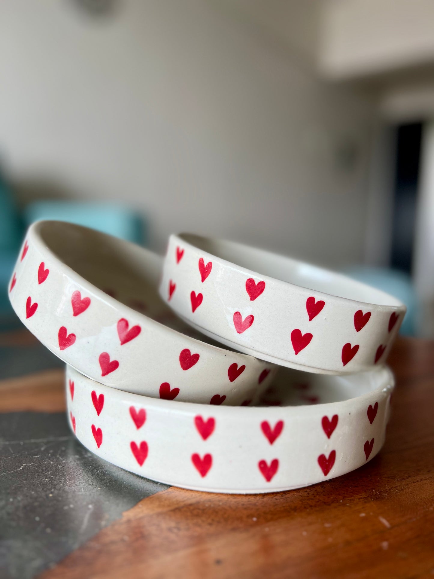 Heart Printed Set of 3 Ceramic Bowls – Perfect for Serving Snacks, Soup, and Curries in Style