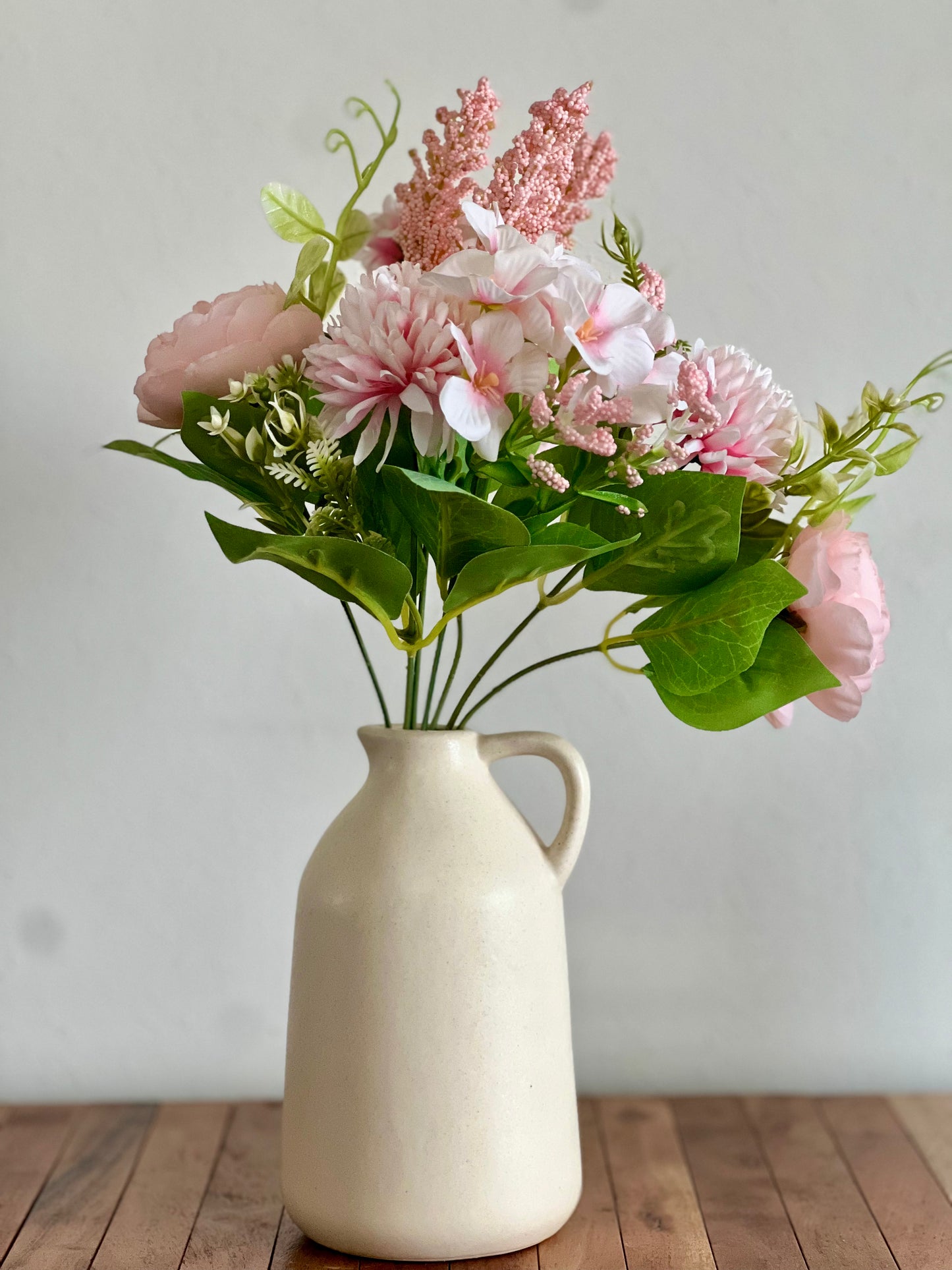 Elegant Off-White Milk Jar Vase - 7-inch Handmade Clay Decor